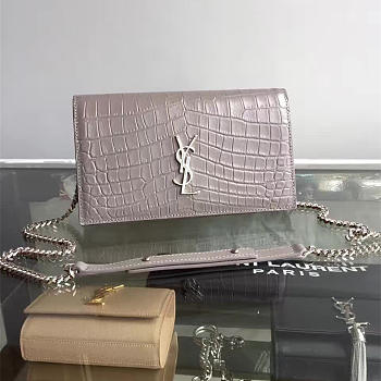 YSL Monogram Kate In Shiny Crocodile-Embossed Leather BagsAll 5036