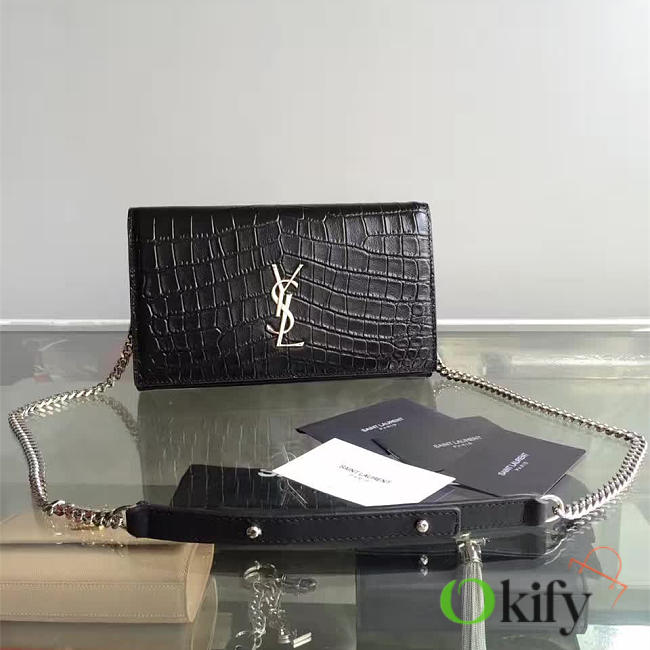YSL Monogram Kate Crocodile Embossed Shiny Leather BagsAll 5028 - 1