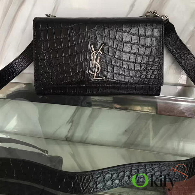 YSL Monogram Kate Crocodile Embossed Shiny Leather BagsAll 5023 - 1