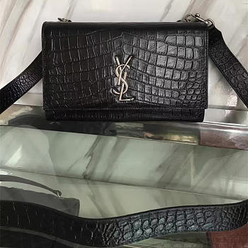 YSL Monogram Kate Crocodile Embossed Shiny Leather BagsAll 5023