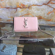 YSL Silver Monogram Kate Pink Grain De Poudre Embossed Leather BagsAll 5022 - 1