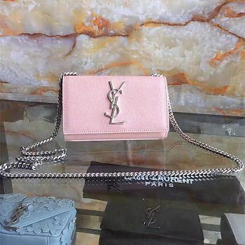 YSL Silver Monogram Kate Pink Grain De Poudre Embossed Leather BagsAll 5022
