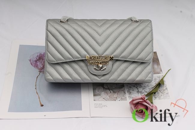 Chanel Classic Handbag Silver 25cm - 1