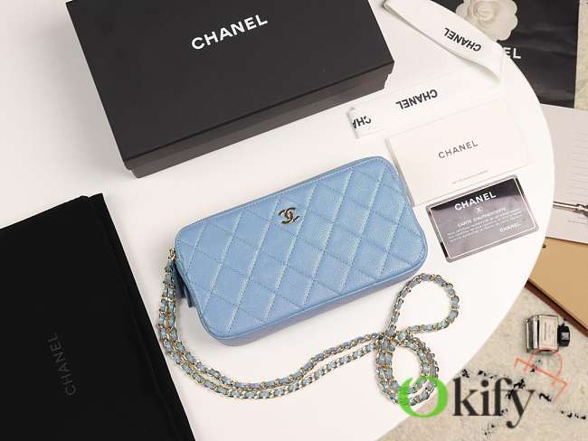 Chanel 2019 new chain bag blue 19cm - 1