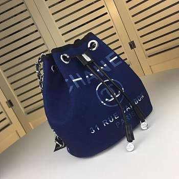 Bagsall Chanel canvas bucket bag 24 Dark blue
