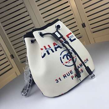 Bagsall Chanel canvas bucket bag white