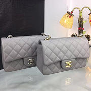 Chanel Classic Flap Bag Grey Caviar Leather Sliver&Gold Hardware 20cm  - 1