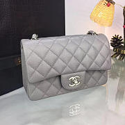 Chanel Classic Flap Bag Grey Caviar Leather Sliver&Gold Hardware 20cm  - 5