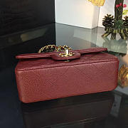 Chanel Classic Flap Bag Caviar Leather Sliver&Gold Hardware Red 20cm  - 2