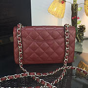 Chanel Classic Flap Bag Caviar Leather Sliver&Gold Hardware Red 20cm  - 4
