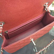 Chanel Classic Flap Bag Caviar Leather Sliver&Gold Hardware Red 20cm  - 5