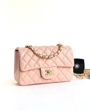 Chanel Classic Flap Bag Caviar Leather Sliver&Gold Hardware 20cm Pink - 1