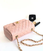 Chanel Classic Flap Bag Caviar Leather Sliver&Gold Hardware 20cm Pink - 4