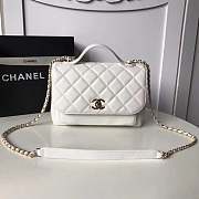 Chanel Flap Bag with Top Handle Grained Calfskin & Gold-Tone Metal White 23cm - 1
