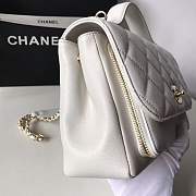Chanel Flap Bag with Top Handle Grained Calfskin & Gold-Tone Metal White 23cm - 4