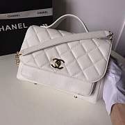 Chanel Flap Bag with Top Handle Grained Calfskin & Gold-Tone Metal White 23cm - 3