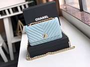 Chanel Lambskin V-type chain bag 19 light blue  - 1