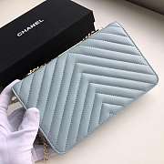 Chanel Lambskin V-type chain bag 19 light blue  - 4