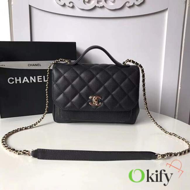 Chanel Flap Bag With Top Handle Grained Calfskin & Gold-Tone Metal black 23cm - 1