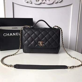 Chanel Flap Bag With Top Handle Grained Calfskin & Gold-Tone Metal black 23cm
