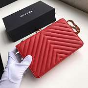 Chanel Lambskin V-Type Chain Bag 19 Red - 5