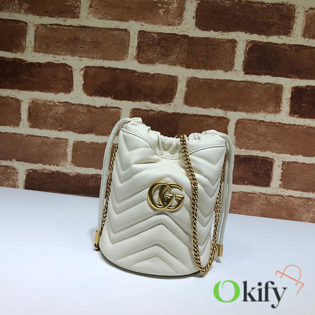 Bagsall GUCCI White GG Marmont Gold Vuckle Leather - 1