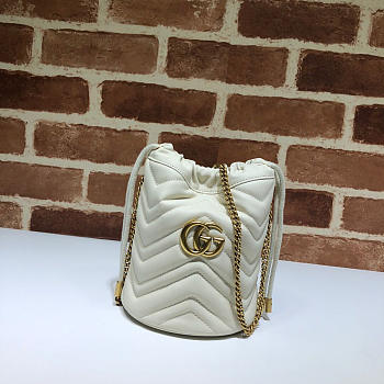 Bagsall GUCCI White GG Marmont Gold Vuckle Leather