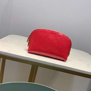 Bagsall lv Rose Red Cosmetic bag Embossed leather