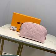 Okify Louis Vuitton Pink Embossed Leather Cosmetic Bag 19x12x6cm - 5