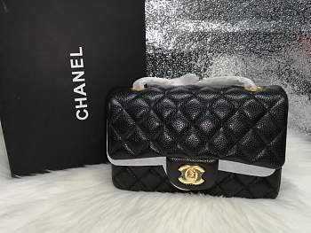 Chanel Flap Bag black caviar gold hardware 17cm
