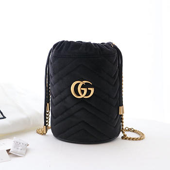 Bagsall GUCCI Black GG Marmont Gold Vuckle Leather