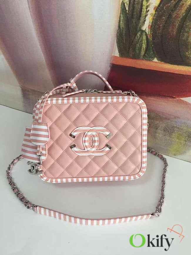 Chanel Vanity Case Pink grained caldskin leather 21cm - 1
