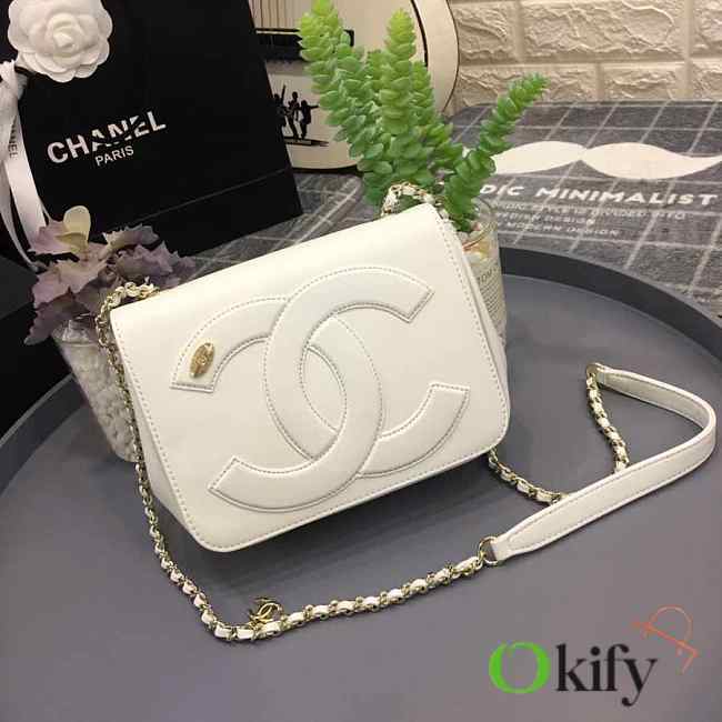 Chanel Sheepskin Small Square Bag White 18.5cm - 1