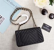 Chanel Classic Flap Bag Caviar Leather Sliver&Gold Hardware 20cm Black - 3