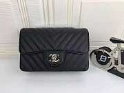 Chanel Classic Flap Bag Caviar Leather Sliver&Gold Hardware 20cm Black - 2