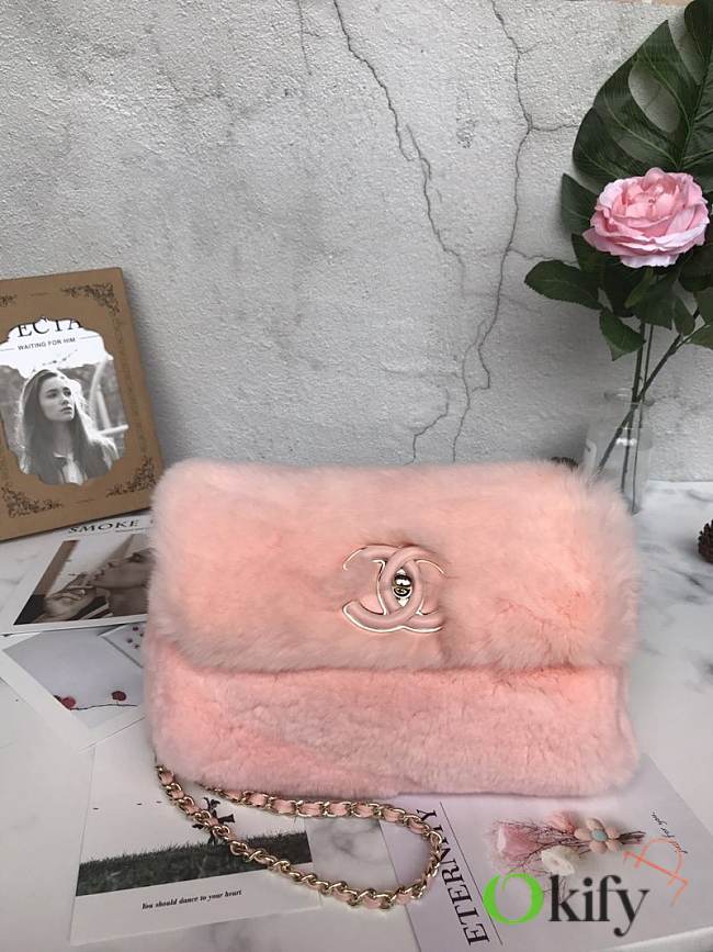 CHANEL WOC Mink hair bag A69900 pink 23cm - 1