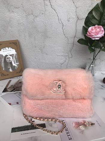 CHANEL WOC Mink hair bag A69900 pink 23cm