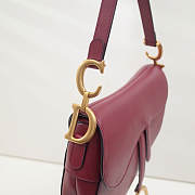Dior Saddle Bag 20 Lambskin Leather Rose Red M0446 - 6