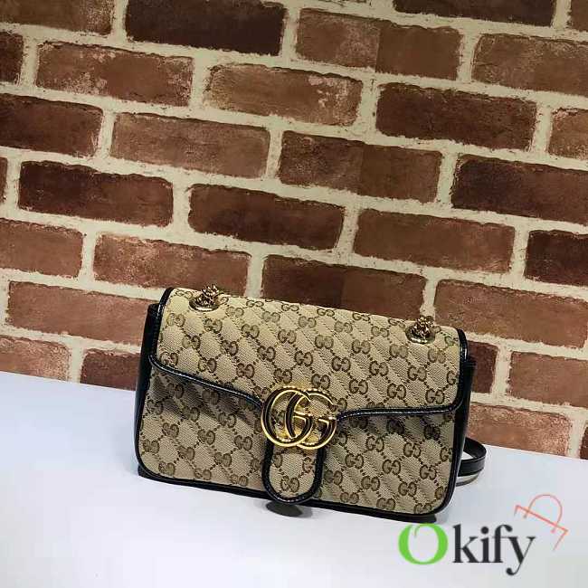 Gucci GG Marmont 26 Ophidia Leather Beige Ebony GG - 1