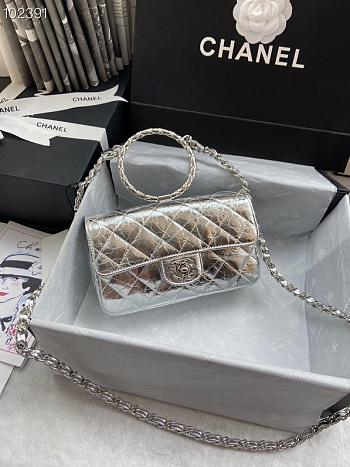 Chanel handbag silver AS1665 18cm