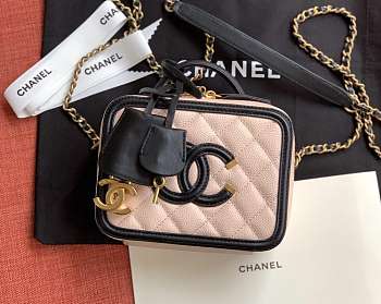 Chanel Chain Vanity Case Black and Peach 17cm