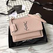 YSL Sunset Chain Pink 17 Crocodile Embossed Shiny Leather 4846 - 1