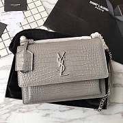 YSL Sunset Chain Gray 17 Crocodile Embossed Shiny Leather 4858 - 2