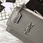 YSL Sunset Chain Gray 17 Crocodile Embossed Shiny Leather 4858 - 5