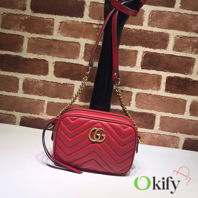 Gucci GG Marmont 18 Matelassé Red Leather 2405 - 1