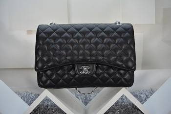 Chanel Flap Bag Maxi 33 black lambskin silver hardware