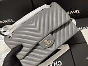 Chanel Lambskin Chevron Quilted Flap Bag Grey with sliver hardware 30cm  - 1