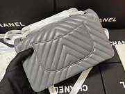 Chanel Lambskin Chevron Quilted Flap Bag Grey with sliver hardware 30cm  - 5