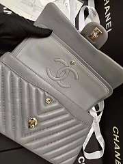 Chanel Lambskin Chevron Quilted Flap Bag Grey with sliver hardware 30cm  - 6