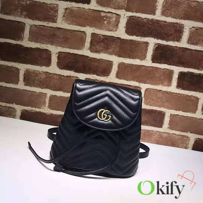 Gucci Backpack BagsAll black with gold hardware - 1